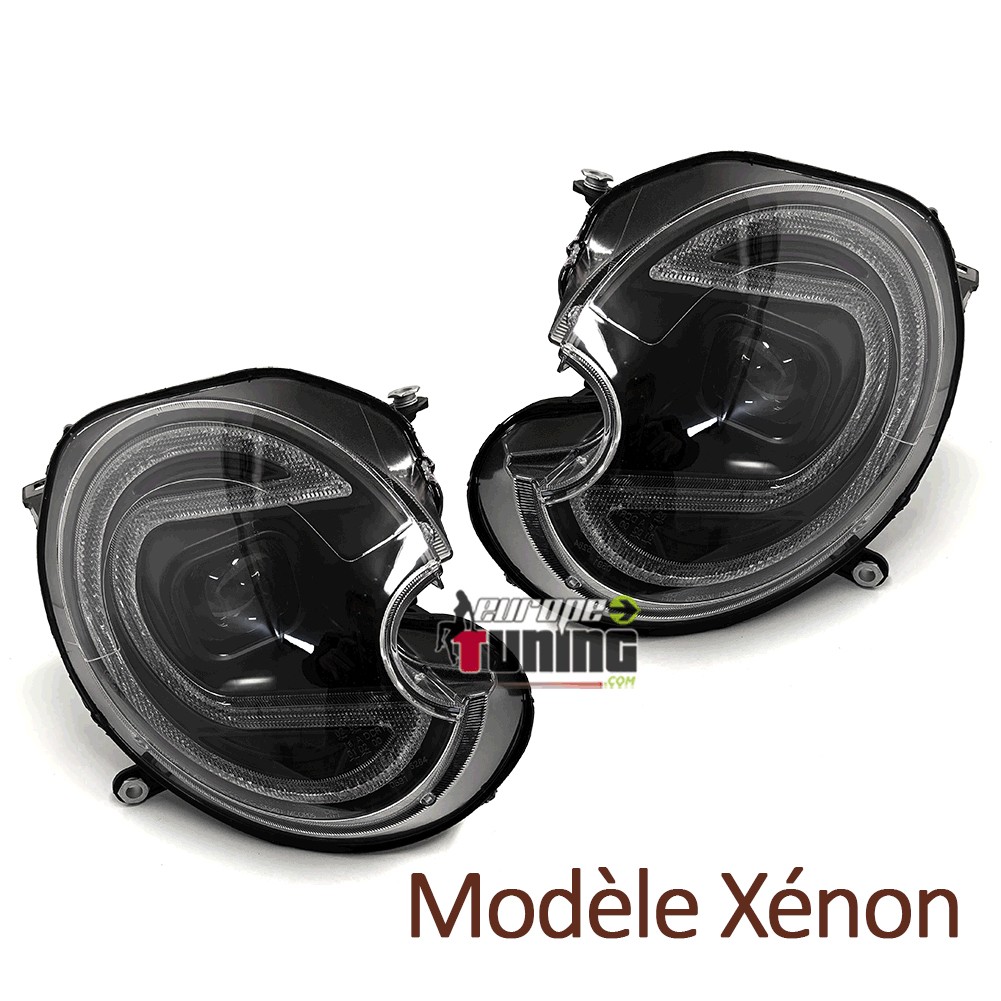 PHARES AVANTS NOIRS FEUX LED BMW MINI COOPER R55-R56-R57 2006-2014 AU XENON (05609)