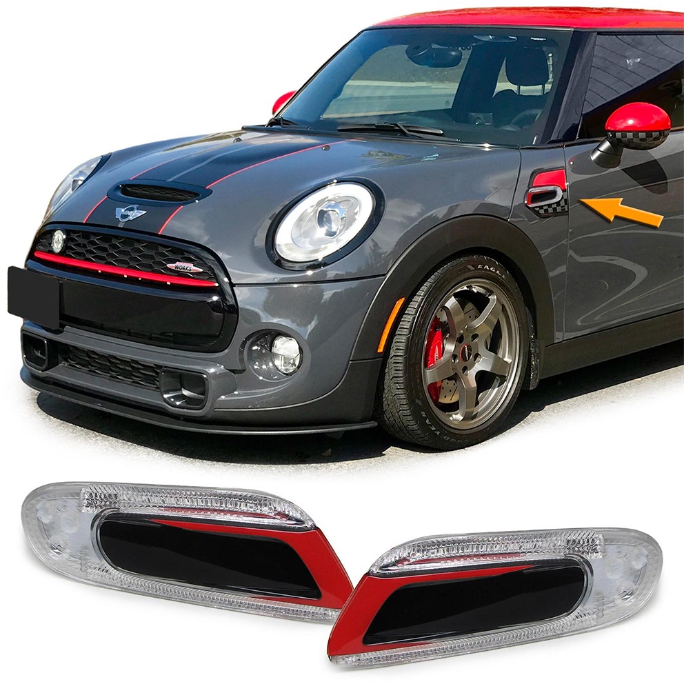 REPETITEURS - CLIGNOTANTS D'AILES NOIR ET ROUGE A LED MINI COOPER F55 F56 F57 (04500)