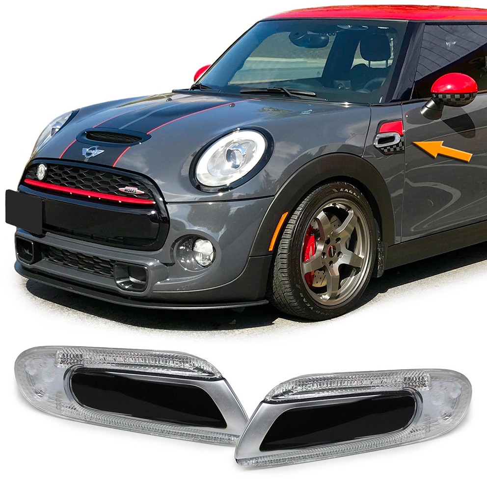 REPETITEURS - CLIGNOTANTS D'AILES NOIR ET SILVER A LED MINI COOPER F55 F56 F57 (04501)