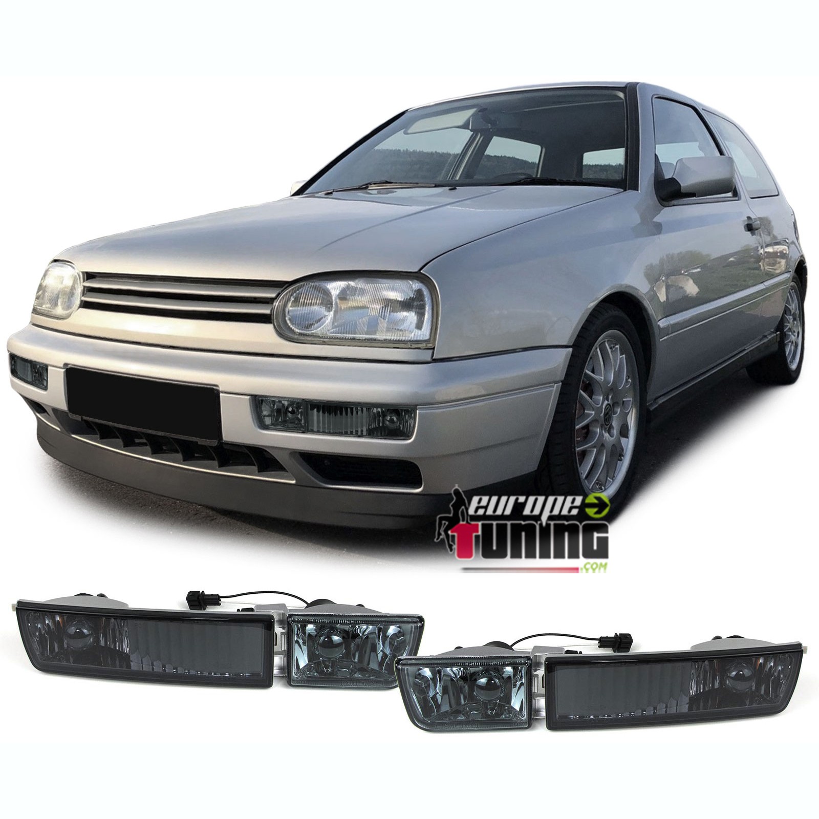 BLOCS CLIGNOTANTS NOIRS AVEC ANTI BROUILLARD POUR VW VOLKSWAGEN GOLF 3 (02344)