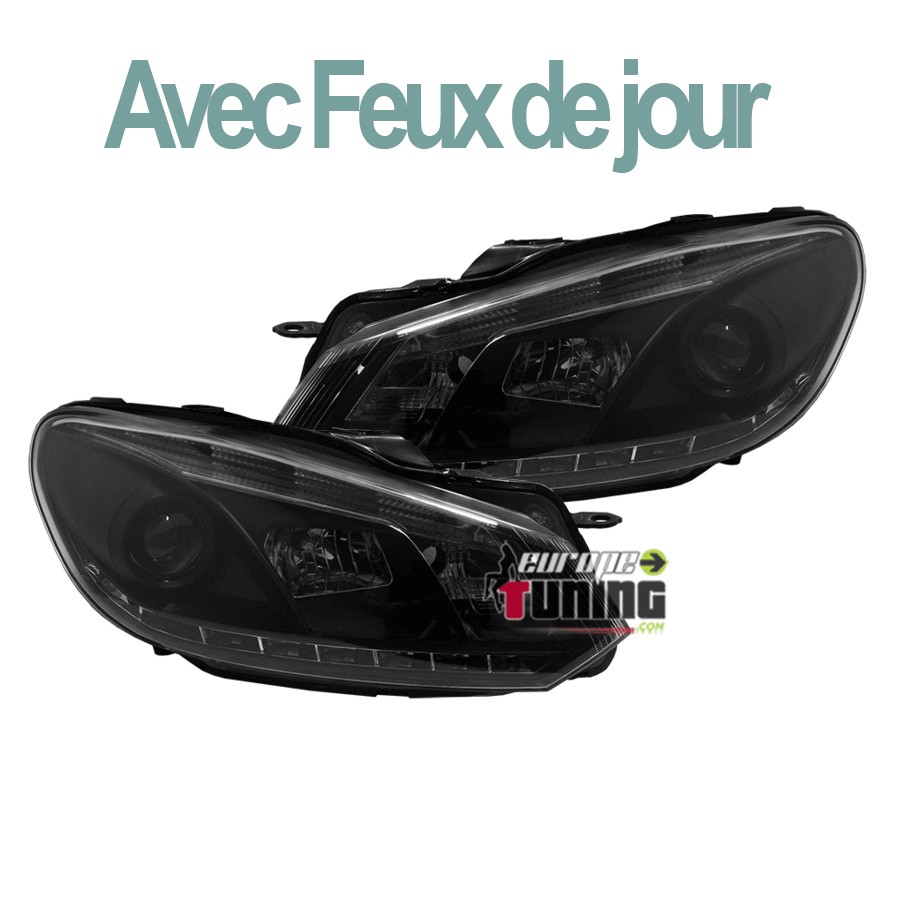 PHARES FEUX AVANTS DE JOUR DIURNES DRL NOIRS R87 VW VOLKSWAGEN GOLF 6  (00476)