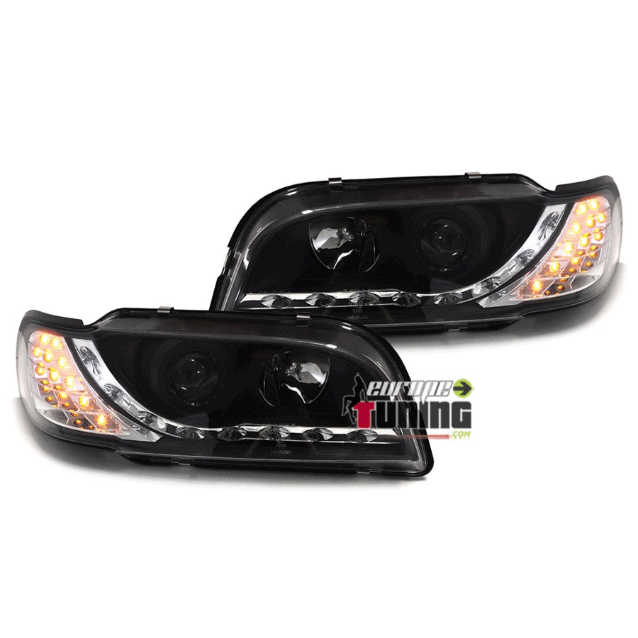 PHARES FEUX AVANTS NOIRS DEVIL EYES AVEC CLIGNOTANTS LED VOLVO V40 ET S40 (13908)