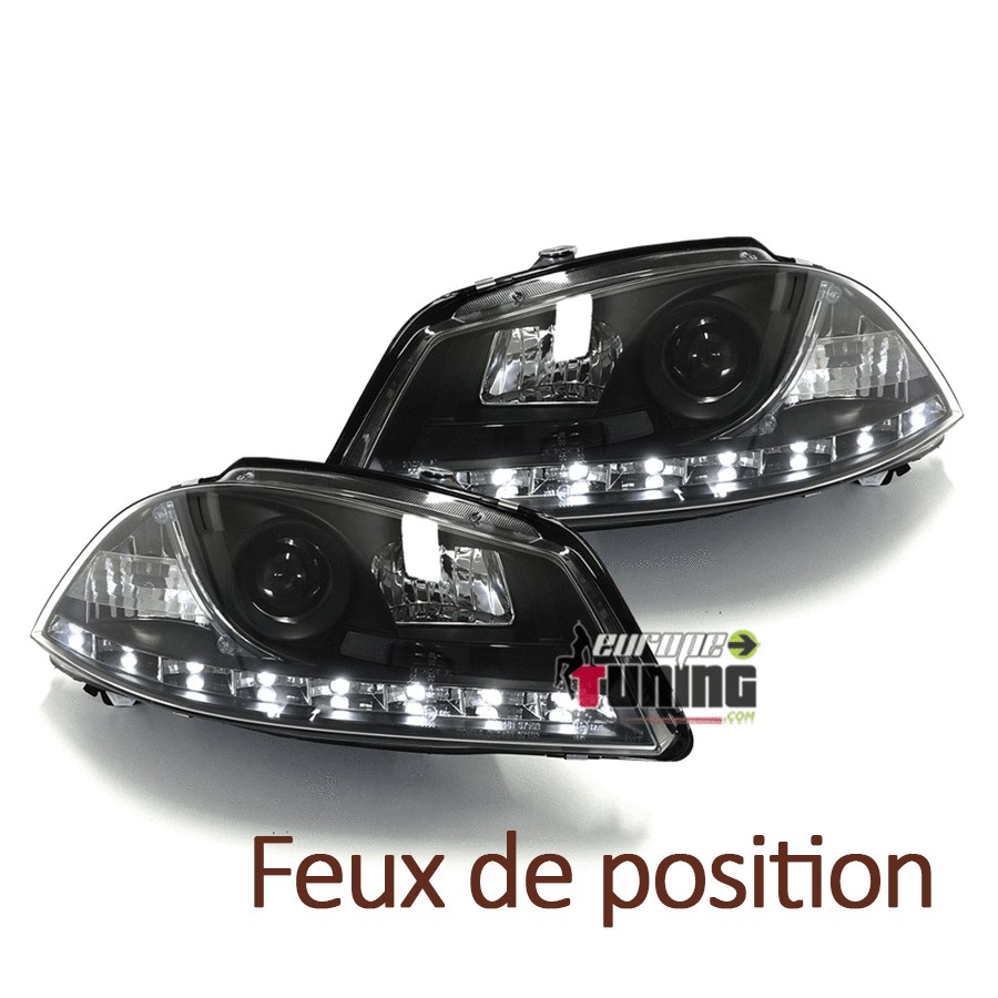 PHARES LED DIURNES NOIRS FEUX DE JOUR SEAT IBIZA 6L (03396)