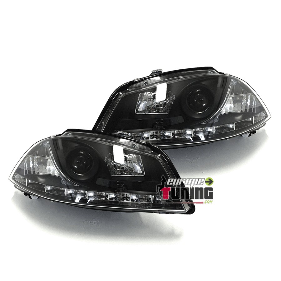 PHARES LED DIURNES NOIRS FEUX DE JOUR SEAT IBIZA 6L (03396)