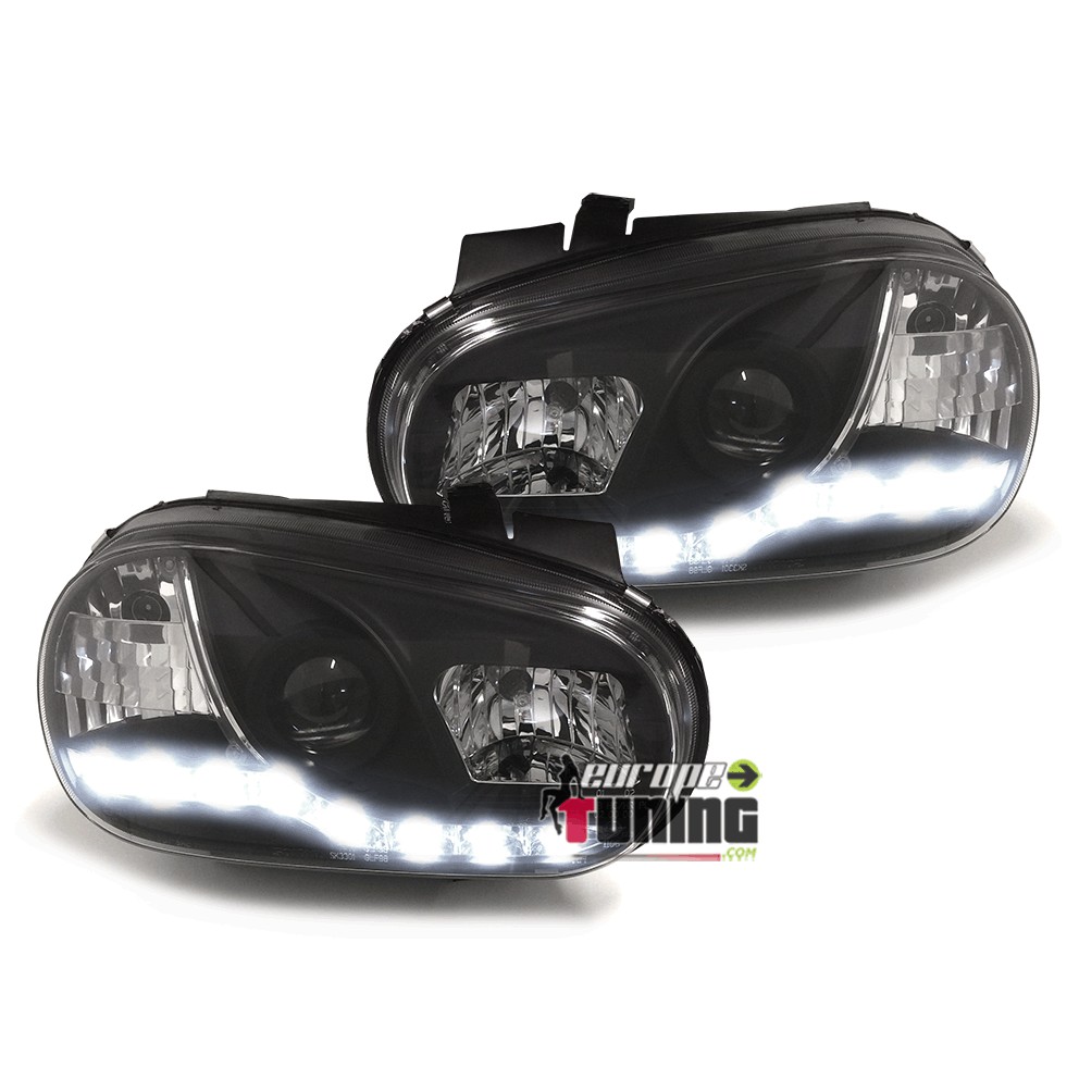 PHARES FEUX AVANTS DE JOUR LED DIURNES DRL DEVIL EYES NOIRS VOLKSWAGEN VW GOLF 4 (03394)