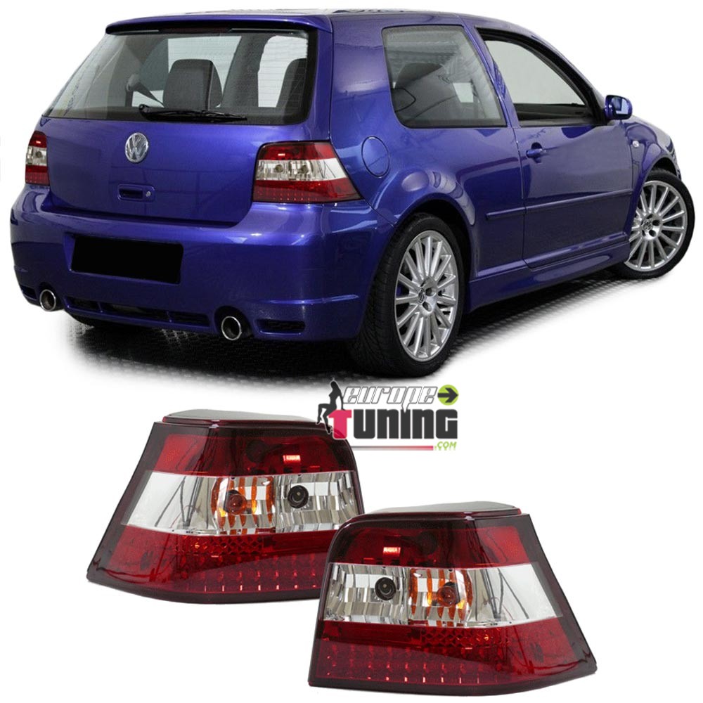 FEUX ARRIERES A LED ROUGES CRISTAL POUR VOLKSWAGEN VW GOLF 4 BERLINE (13190)