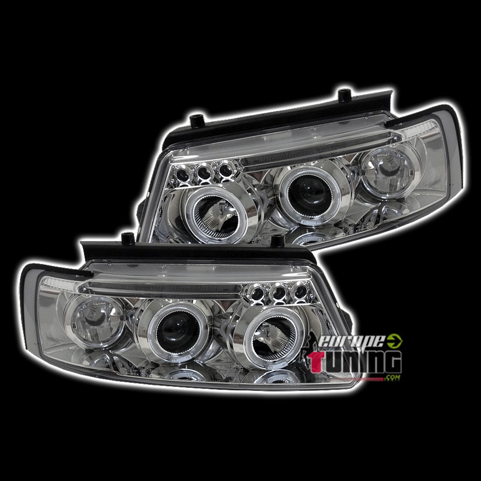 PHARES FEUX AVANTS ANGEL EYES CHROM VOLKSWAGEN VW PASSAT 3B (12206)