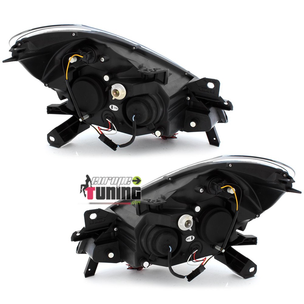 PHARES NOIRS ANNEAUX CCFL FEUX LED ANGEL EYES RENAULT CLIO III 2005-2009 (03364)