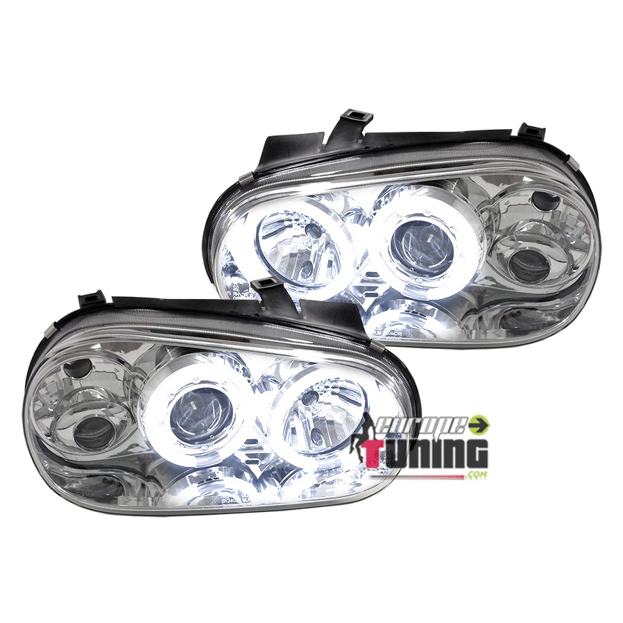 PHARES ANNEAUX LED CCFL FEUX ANGEL EYES LOOK XENON VOLKSWAGEN VW GOLF 4 (00583)