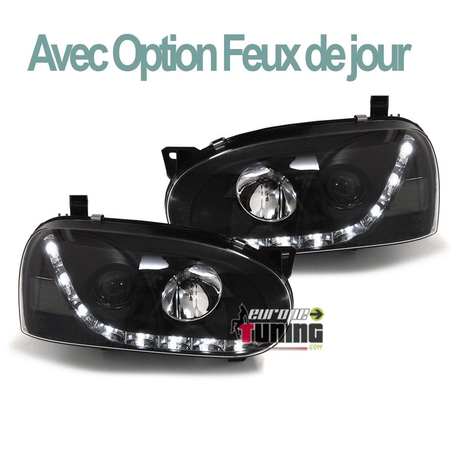 PHARES FEUX AVANTS NOIRS DE JOUR LED DIURNES DRL VOLKSWAGEN VW GOLF 3 (03488)