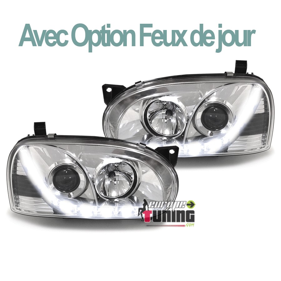 PHARES FEUX AVANTS DE JOUR LED DIURNES DRL CHROME VOLKSWAGEN VW GOLF 3 (03487)