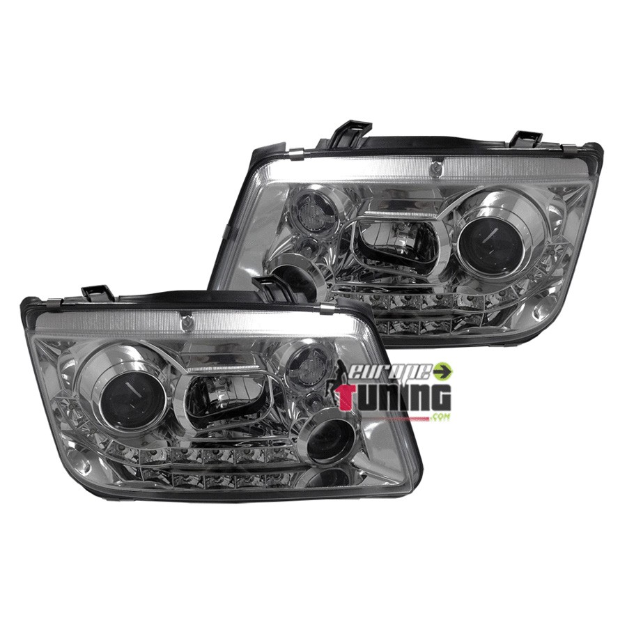 PHARES FEUX AVANTS CHROME DEVIL EYES BANDES LEDS VOLKSWAGEN VW BORA (00999)