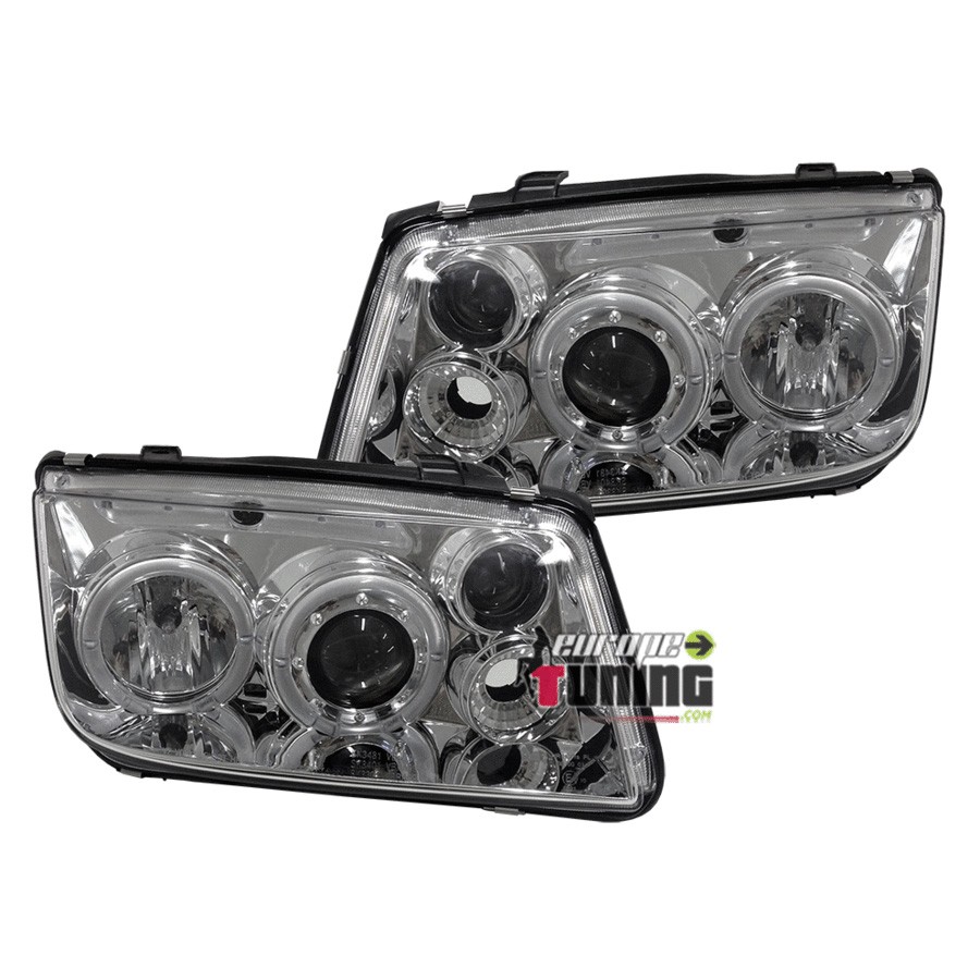 PHARES FEUX AVANTS CHROME ANNEAUX ANGEL EYES VOLKSWAGEN VW BORA (11307)