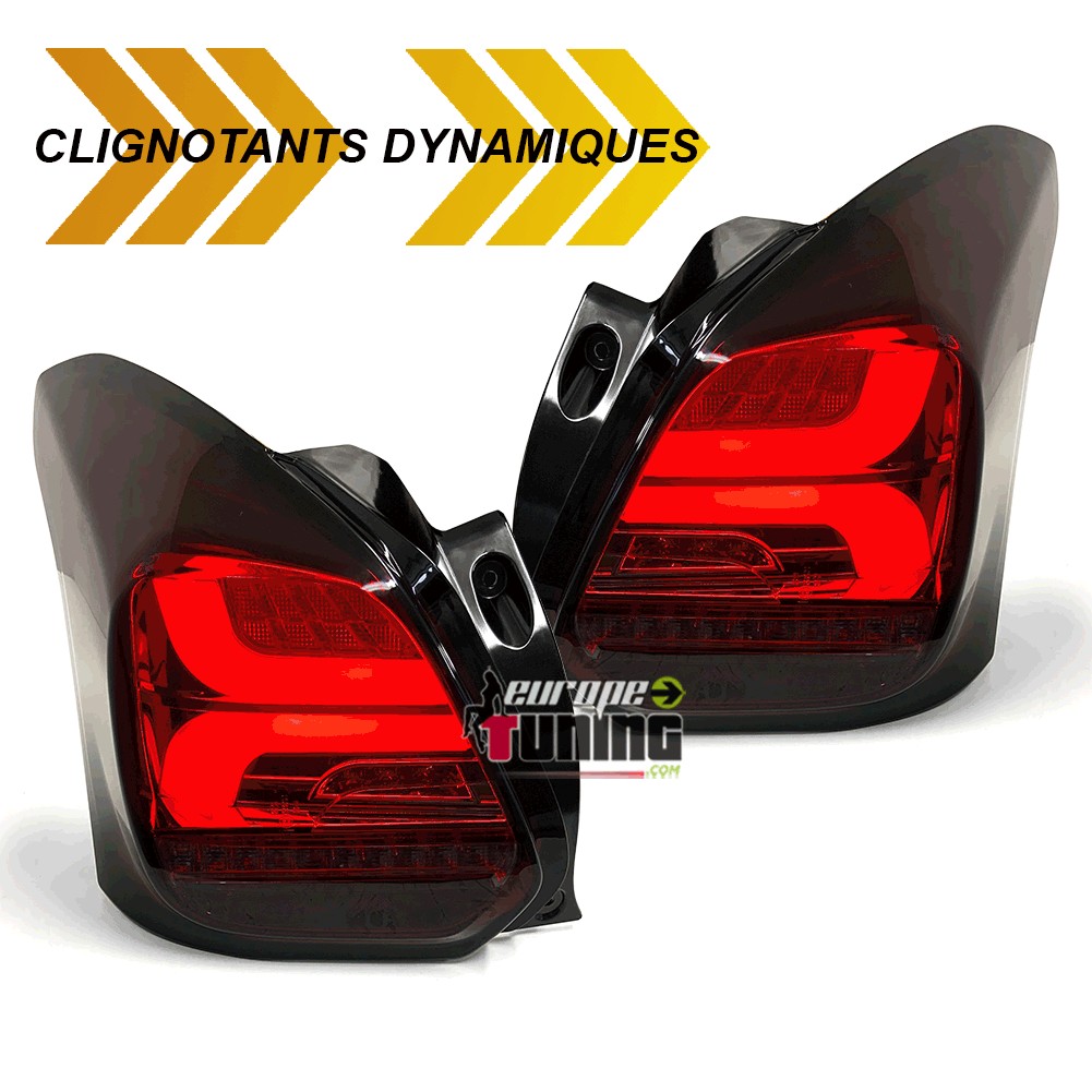 FEUX ROUGES NOIRS AVEC CLIGNOTANTS LED SEQUENCIELS POUR SUZUKI SWIFT III 2017-  (05452)