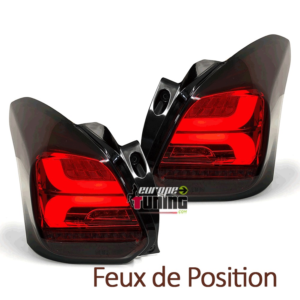 FEUX ROUGES NOIRS AVEC CLIGNOTANTS LED SEQUENCIELS POUR SUZUKI SWIFT III 2017-  (05452)