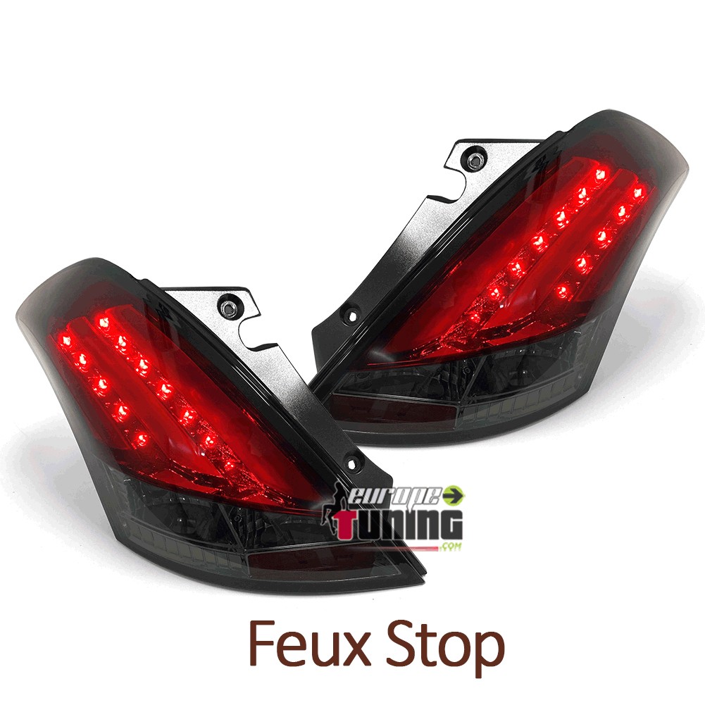 FEUX ROUGES NOIRS BANDES CELIS  ET LED LOOK PACK SPORT SUZUKI SWIFT II 2010-2017 (05459)