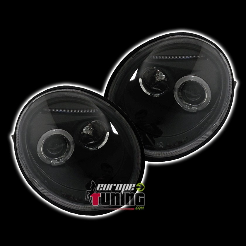 PHARES FEUX AVANTS ANGEL EYES NOIRS VOLKSWAGEN VW NEW BEETLE 98-05 (00410)