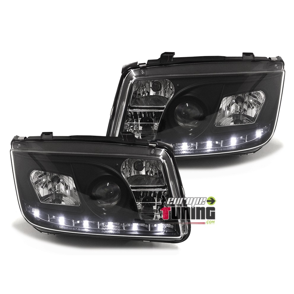 OPTIQUES DE PHARES AVANTS NOIRS DEVIL EYES BANDES LEDS VOLKSWAGEN VW BORA (04364)