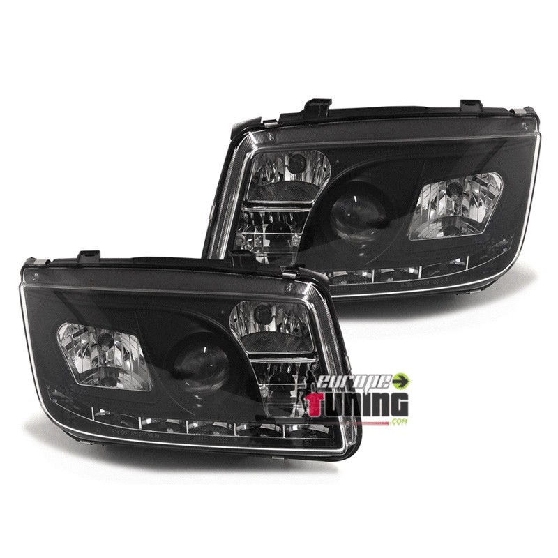 OPTIQUES DE PHARES AVANTS NOIRS DEVIL EYES BANDES LEDS VOLKSWAGEN VW BORA (04364)