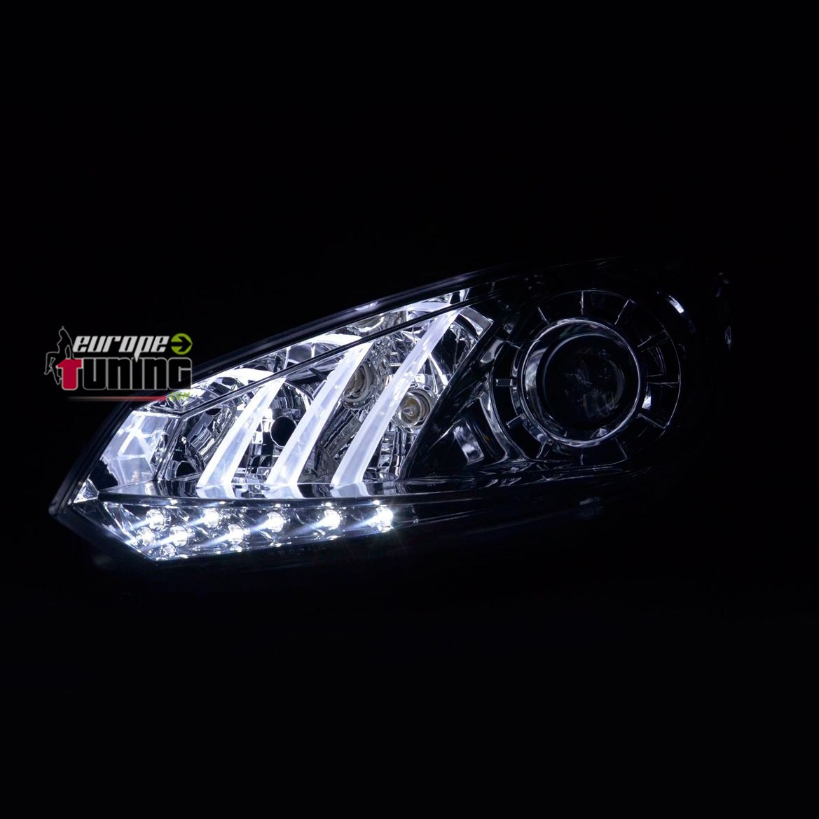 PHARES FEUX AVANTS CHROME DEVIL EYES A LED POUR VOLKSWAGEN VW GOLF 6 (04341)