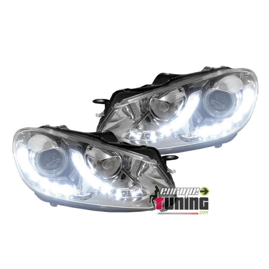 PHARES LED AVEC FEUX DE JOUR DIURNES LOOK PACK GTI POUR VW VOLKSWAGEN GOLF 6 (03676)