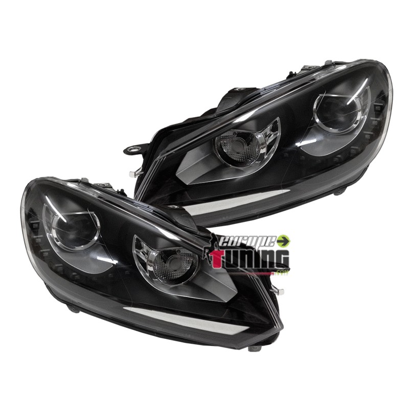 PHARES FEUX AVANTS DE JOUR DIURNES DRL DEVIL NOIRS VOLKSWAGEN VW GOLF 6 (03759)