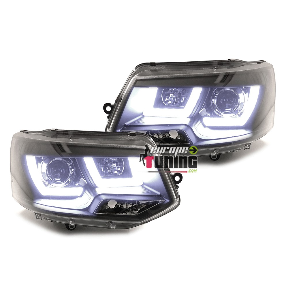 PHARES FEUX AVANTS DE JOUR DIURNES DRL NOIRS VOLKSWAGEN VW BUS T5 2009-2015 (04470)