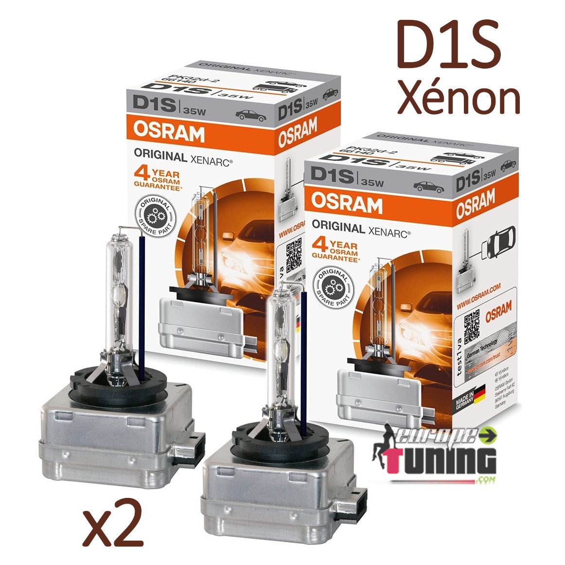 2 AMPOULES XENON D1S OSRAM XENARC ORIGINAL 4500K 35W 85V (05461)