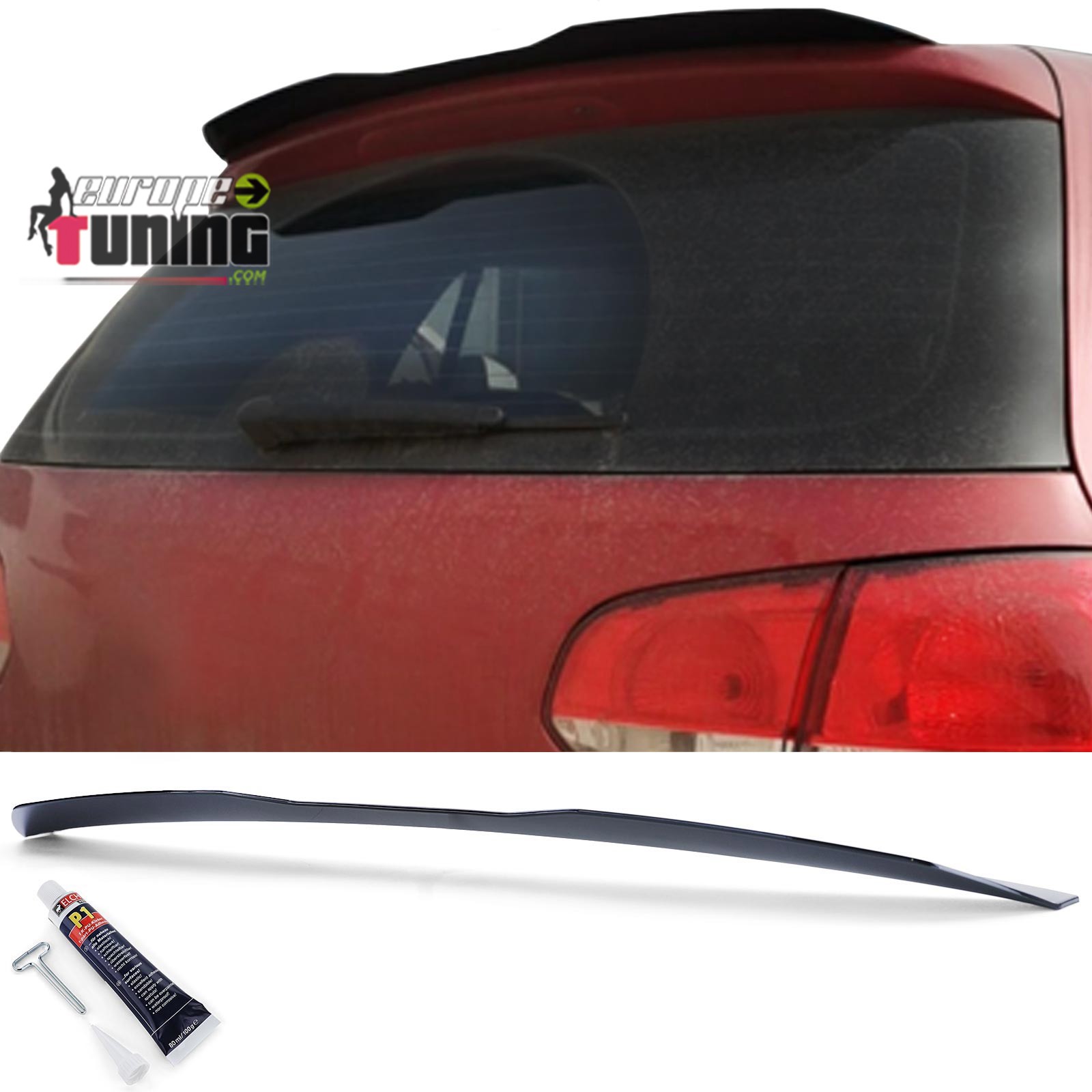 BECQUET SPOILER DE TOIT SPORT NOIR BRILLANT VW GOLF 6 et GOLF 7 GTI GTD R-LINE 2009-2020 (05551)