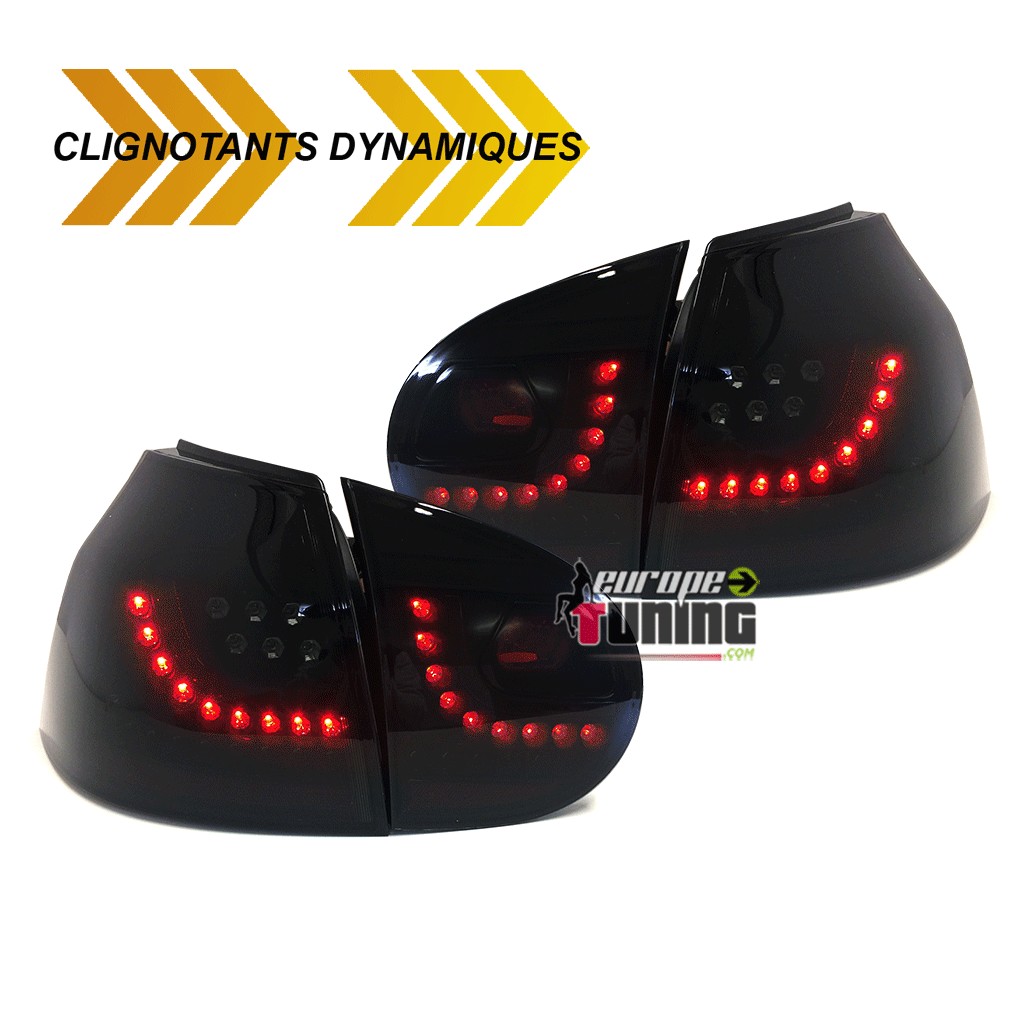 FEUX LED FUMES NOIRS A CLIGNOTANTS DYNAMIQUES VOLKSWAGEN VW GOLF 5 (04856)