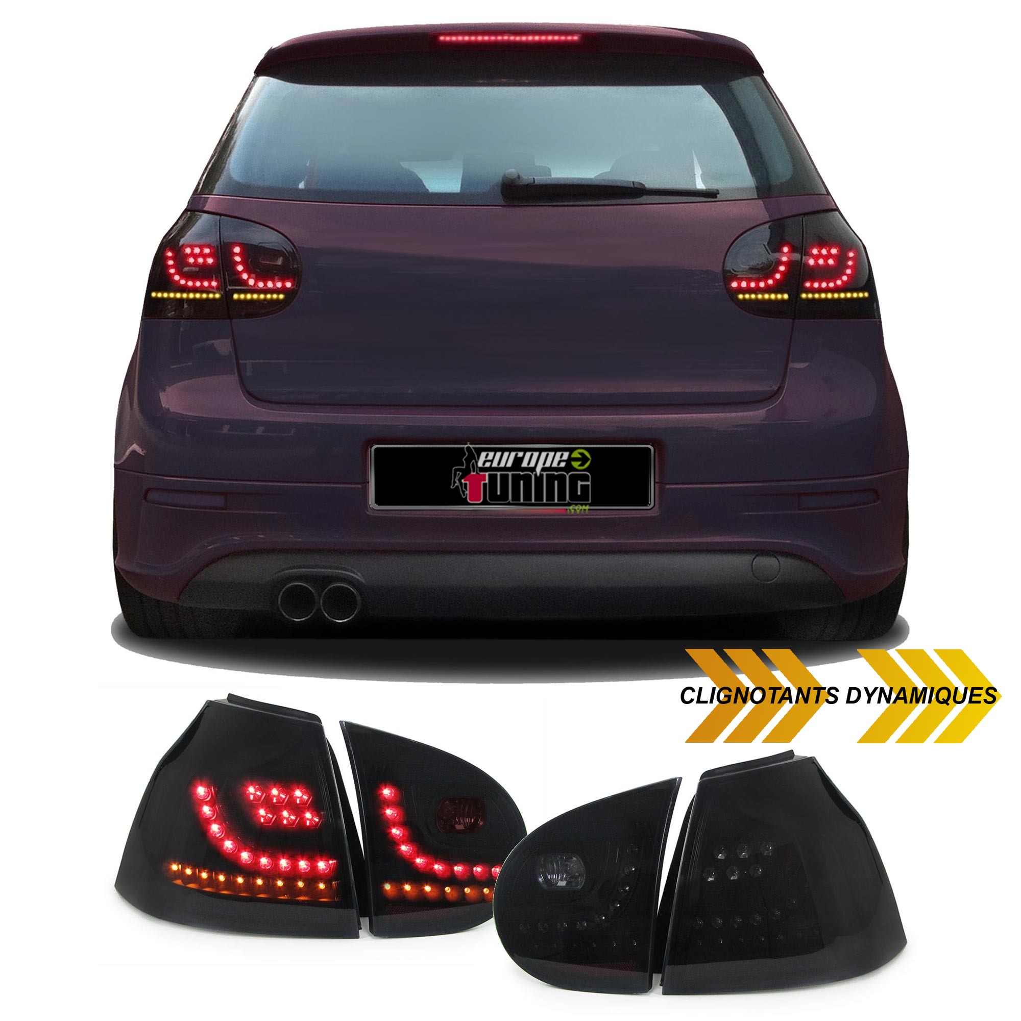 FEUX LED FUMES NOIRS A CLIGNOTANTS DYNAMIQUES VOLKSWAGEN VW GOLF 5 (04856)