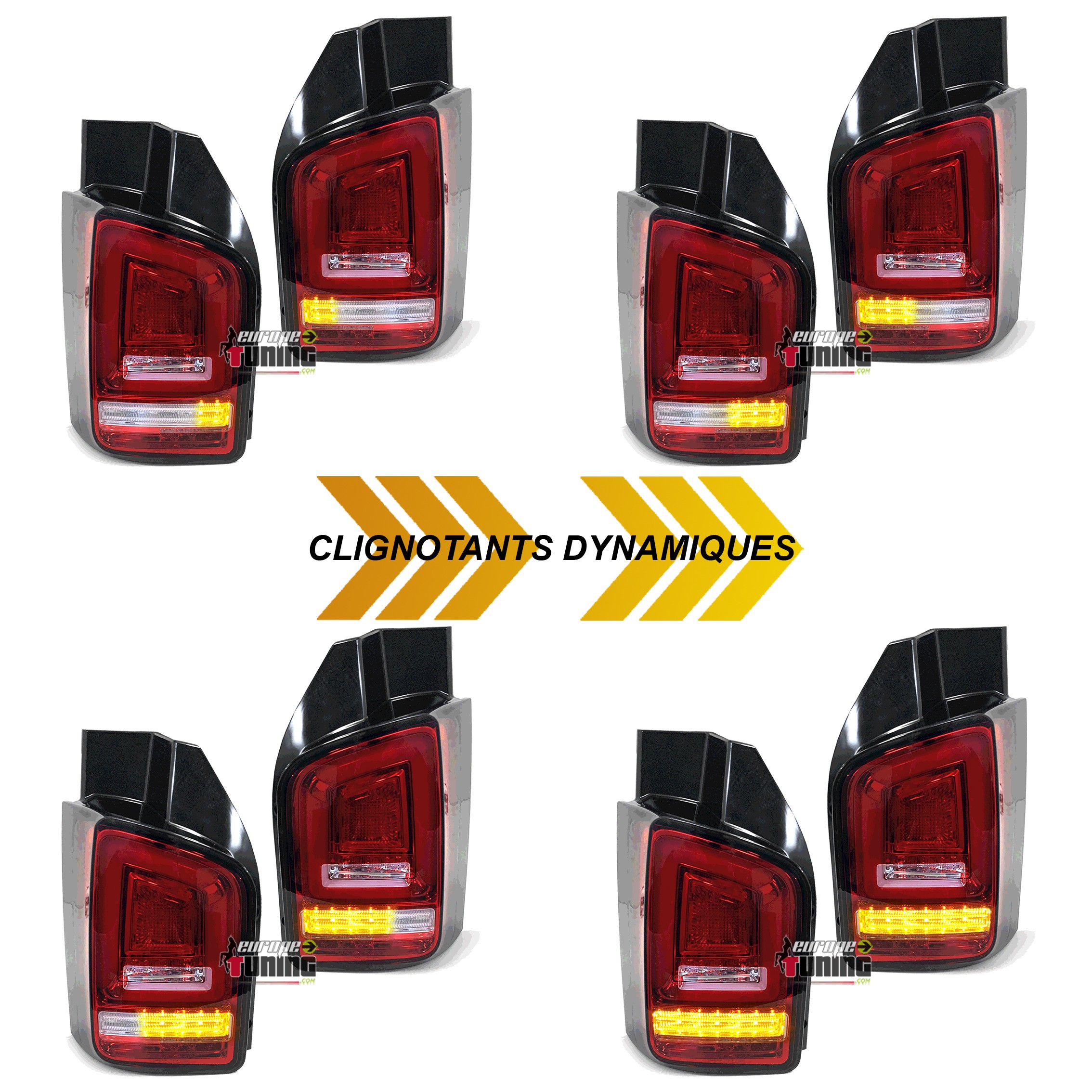 FEUX ROUGES CLAIRS LEDS SEQUENTIELS DYNAMIQUES VW T5 DOUBLE PORTE PH2 (05636)