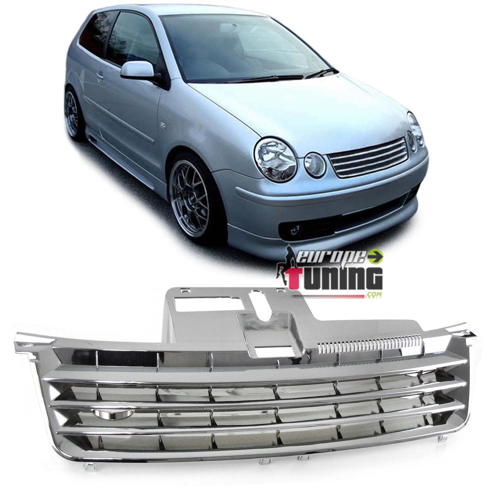 GRILLE DE CALANDRE SPORT CHROME POUR VOLKSWAGEN VW POLO 9N (04791)