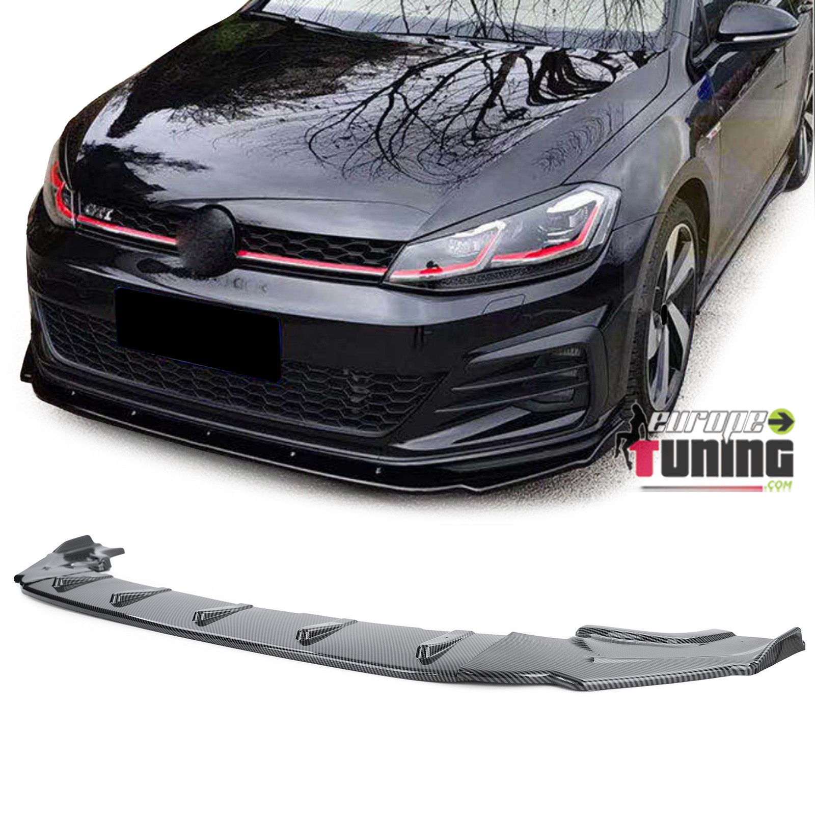 LAME DE SPOILER CARBONE POUR PARE-CHOCS SPORT VW GOLF 7 GTI GTD & R-LINE (05561)