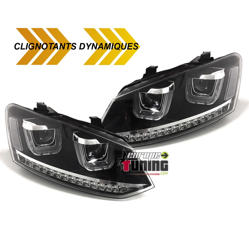 PHARES FEUX AVANTS AVEC CLIGNOTANTS A LEDS DYNAMIQUES VW VOLKSWAGEN POLO 6R et 6C (04708)