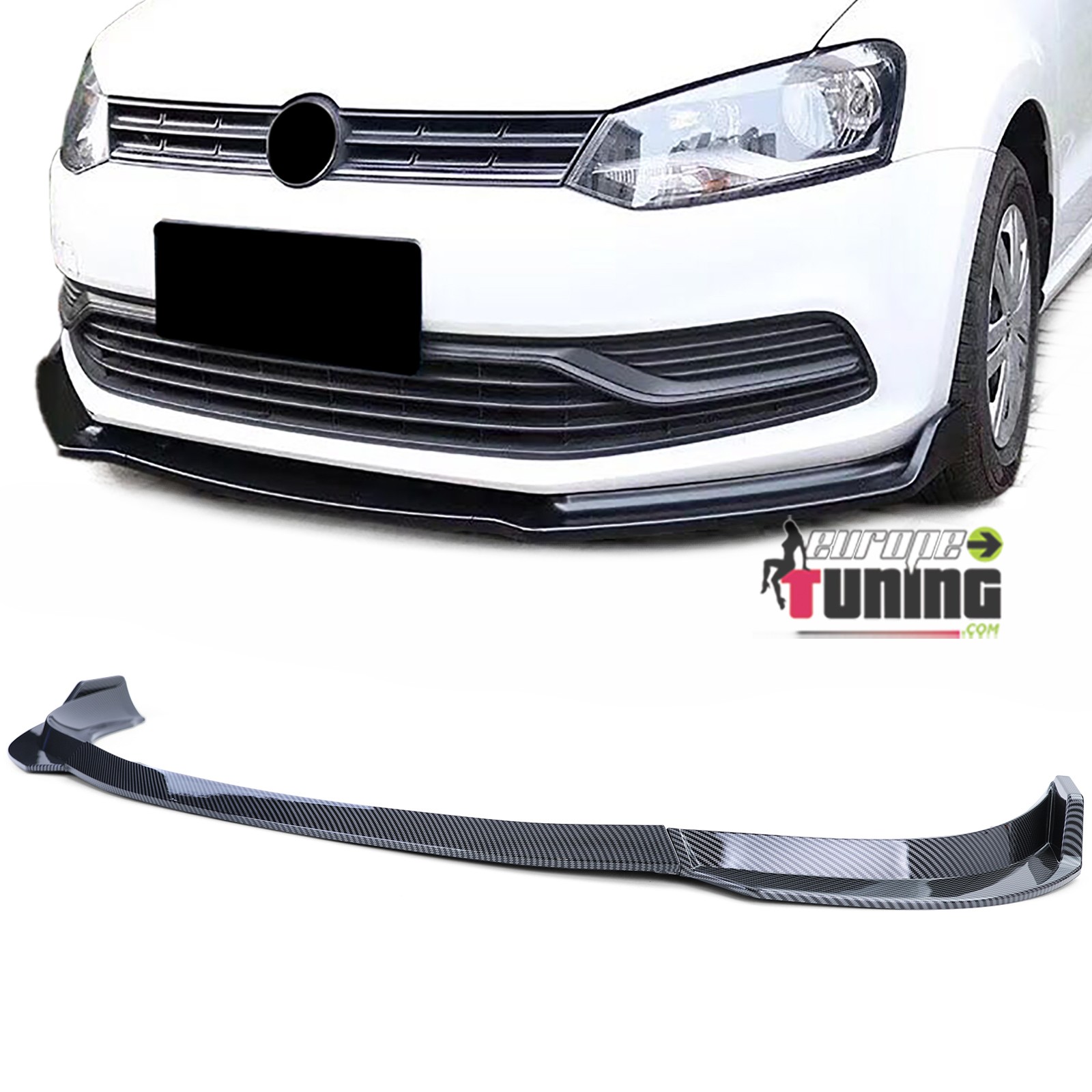 SPOILER AVANT SPORT CARBONE POUR PARE CHOCS VW POLO 5 6R 2009-2014 (05534)