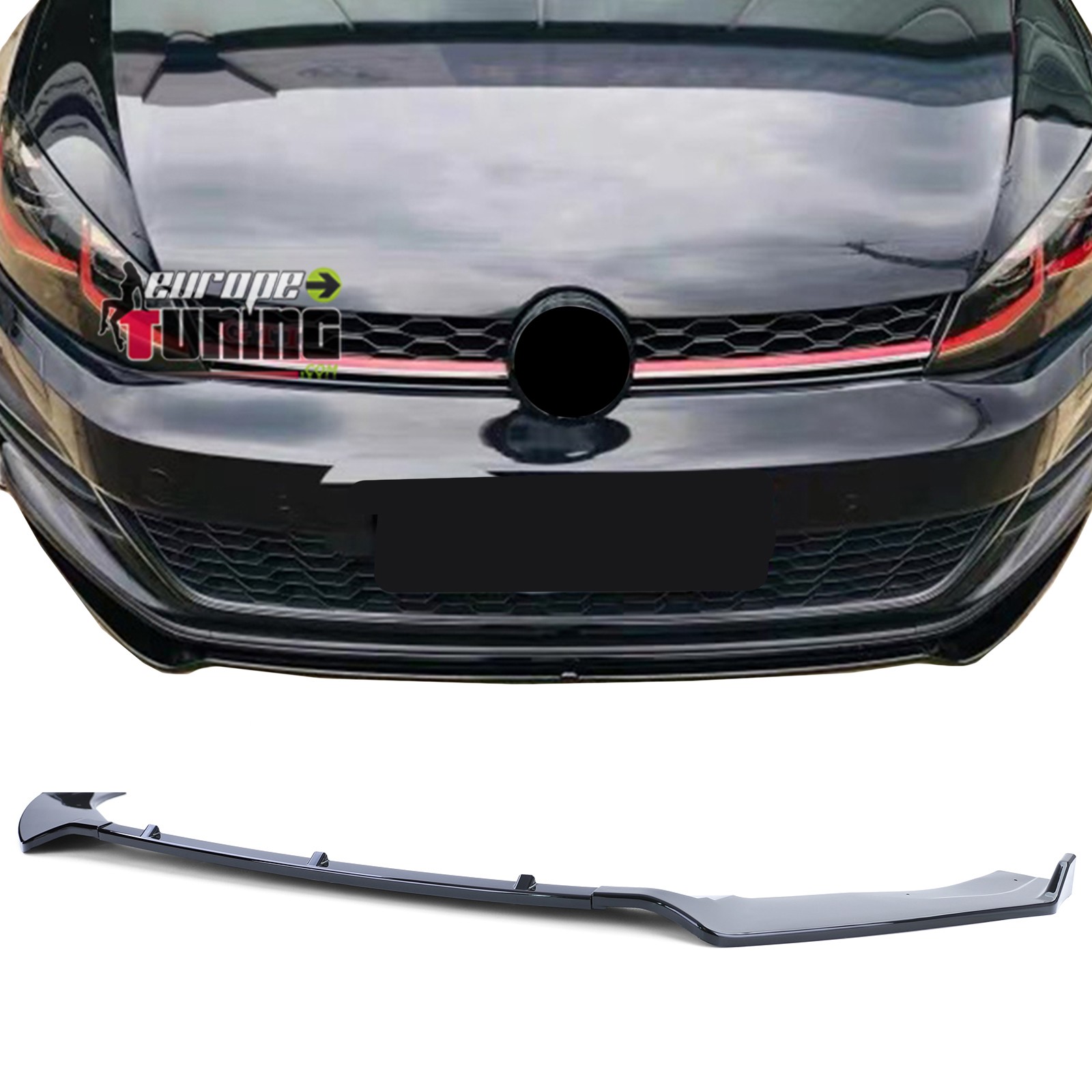 SPOILER AVANT SPORT NOIR BRILLANT POUR PARE CHOCS VOLKSWAGEN GOLF 7 STANDARD (05560)