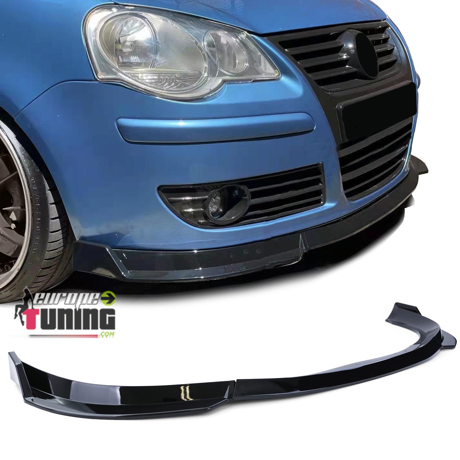 SPOILER AVANT SPORT NOIR BRILLANT POUR PARE CHOCS VW POLO 9N3 2005-2009 (05541)