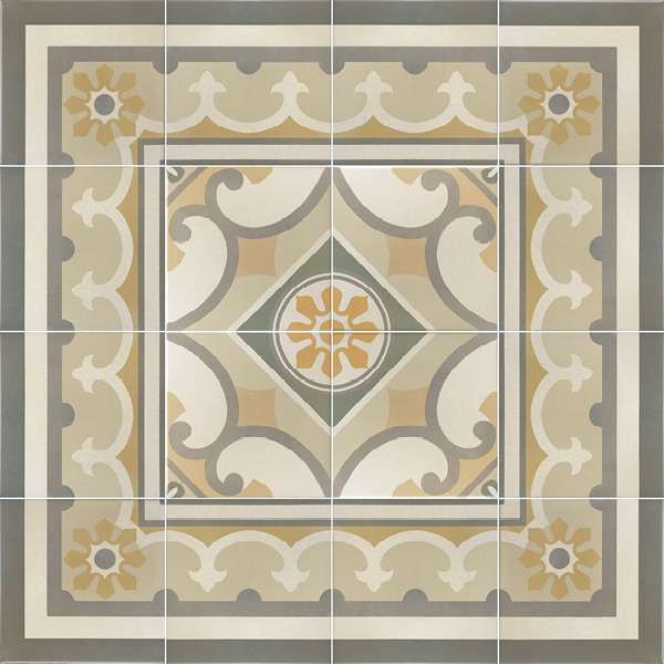 CAPRICE - BURGUNDY BORDURE - Carrelage 20x20 cm aspect carreaux de ciment  taupe