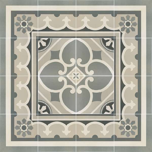 CAPRICE - CHATELET BORDURE - Carrelage 20x20 cm aspect carreaux de ciment gris