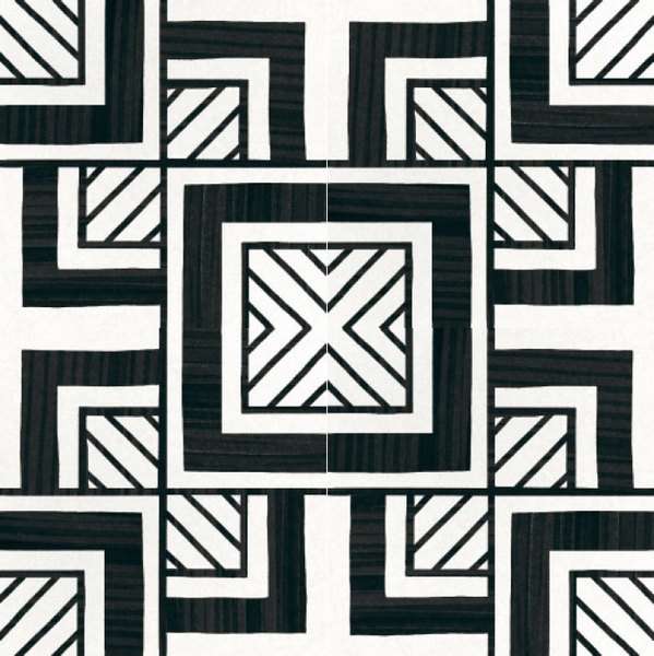 CAPRICE DECO - METROPOLITAN B&W - Carrelage 20x20 cm aspect carreaux de ciment géométrique noir et blanc