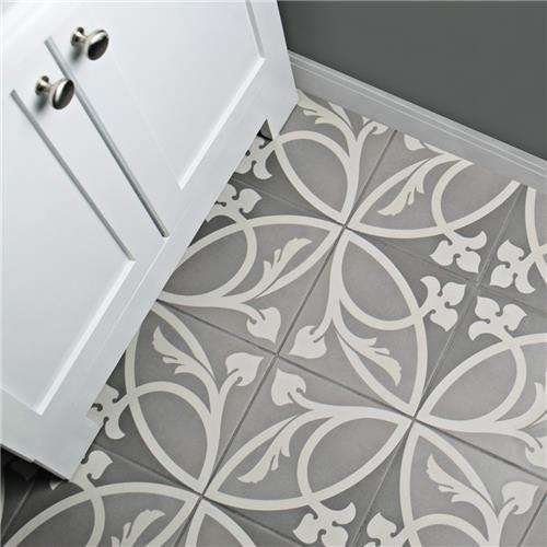 CAPRICE - LIBERTY TAUPE - Carrelage 20x20 cm aspect carreaux de ciment rosace taupe