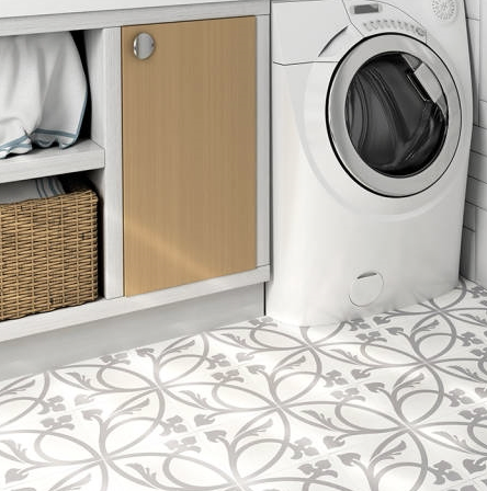 CAPRICE - LIBERTY WHITE - Carrelage 20x20 cm aspect carreaux de ciment rosace blanc