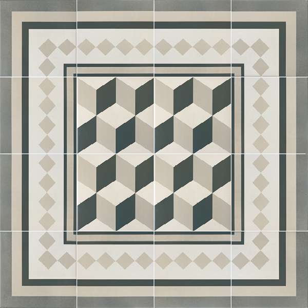 CAPRICE - PROVENCE BORDURE - Carrelage 20x20 cm aspect carreaux de ciment gris