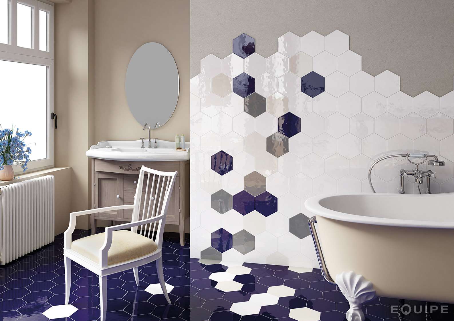 HEXATILE BRILLO - BLANCO - Carrelage 17,6X20,1 cm hexagonal unis blanc brillant