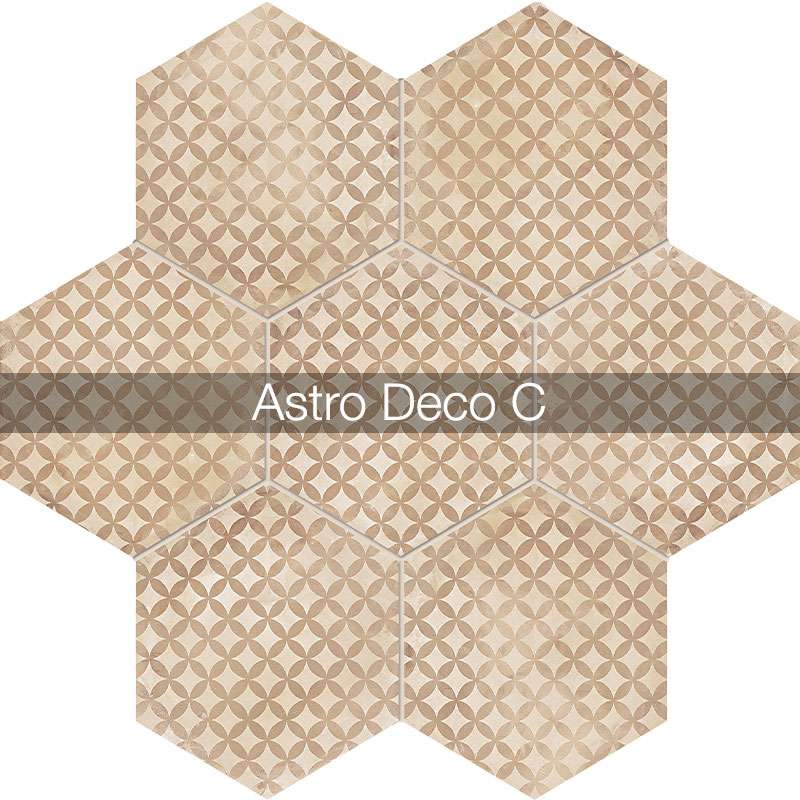 TERRA ASTRO HEXAGONAL BEIGE - 25x21,6 cm - Carrelage aspect ciment vieilli