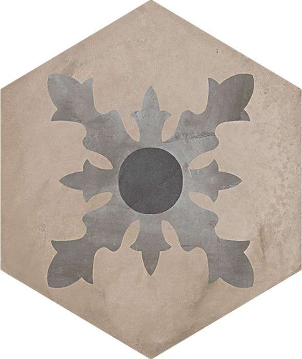 TERRA CARDINALE HEXAGONAL - 25x21,6 cm -GRIS -  Carrelage aspect ciment vieilli