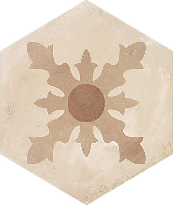 TERRA CARDINALE HEXAGONAL BEIGE -25x21,6cm - Carrelage aspect ciment vieilli