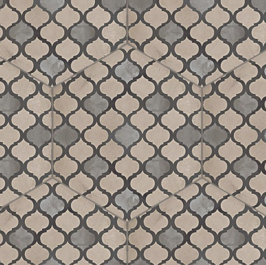 TERRA COLONIALE HEXAGONAL  - 25x21,6 cm - GRIS - Carrelage aspect ciment vieilli