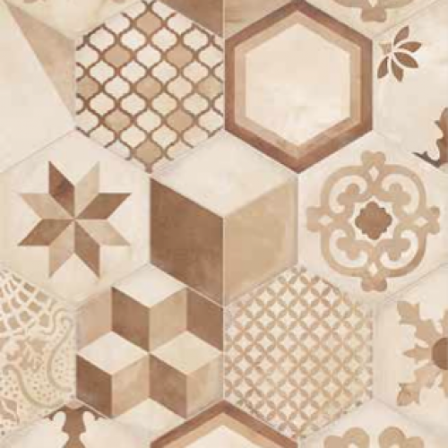 TERRA COLONIALE HEXAGONAL BEIGE- 25x21,6cm - Carrelage aspect ciment vieilli